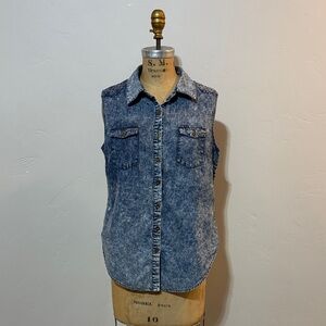 mark. Blue Acid Wash Denim Top